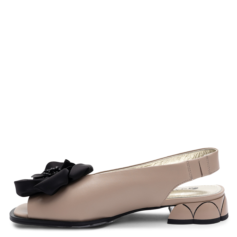 Sca'Viola Leather Elegant Sandals With Flower Beige A932-140-37-BE