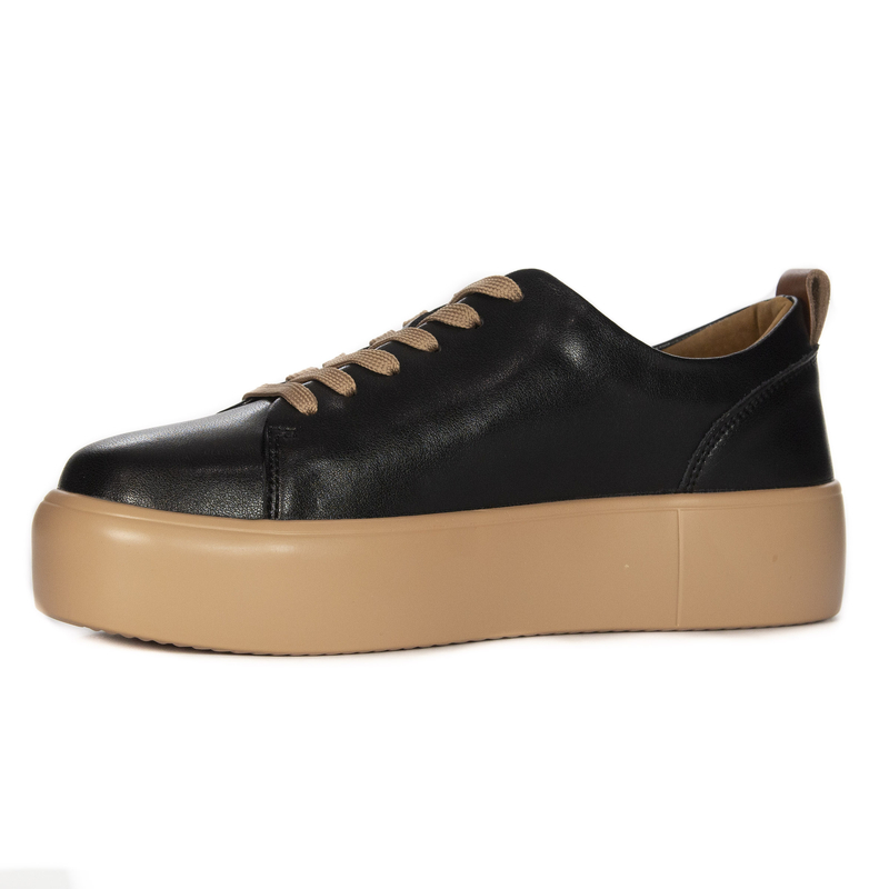 Filippo Black and Beige leather platform Low Shoes