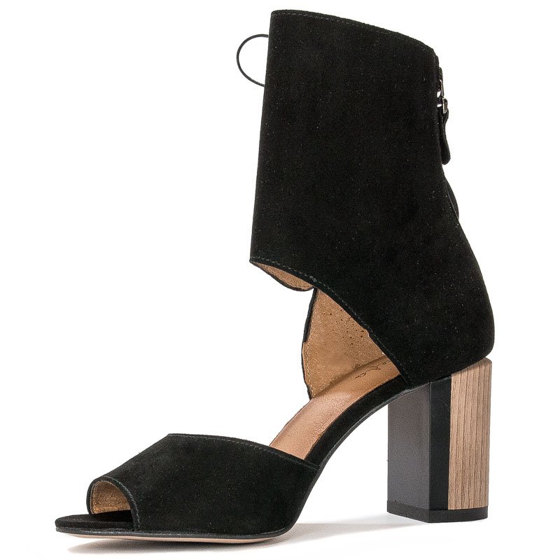 Maciejka Leather Lace-up Sandals On Block Heel Black 04122-01/00-5