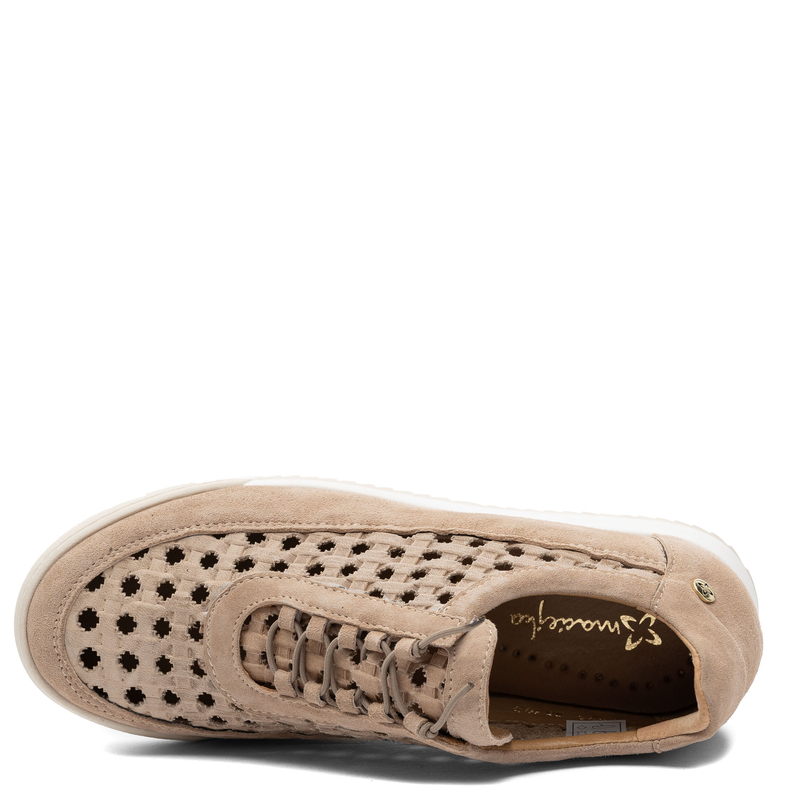 Maciejka Leather Openwork Sport Shoes Lace-up Beige 07323-04/00-1