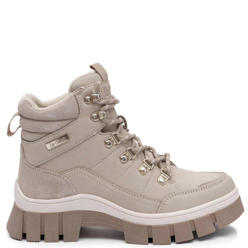Lee Cooper Ocieplane Skórzane Trapery Na Platformie Beżowe LCJ-26-31-4581LA