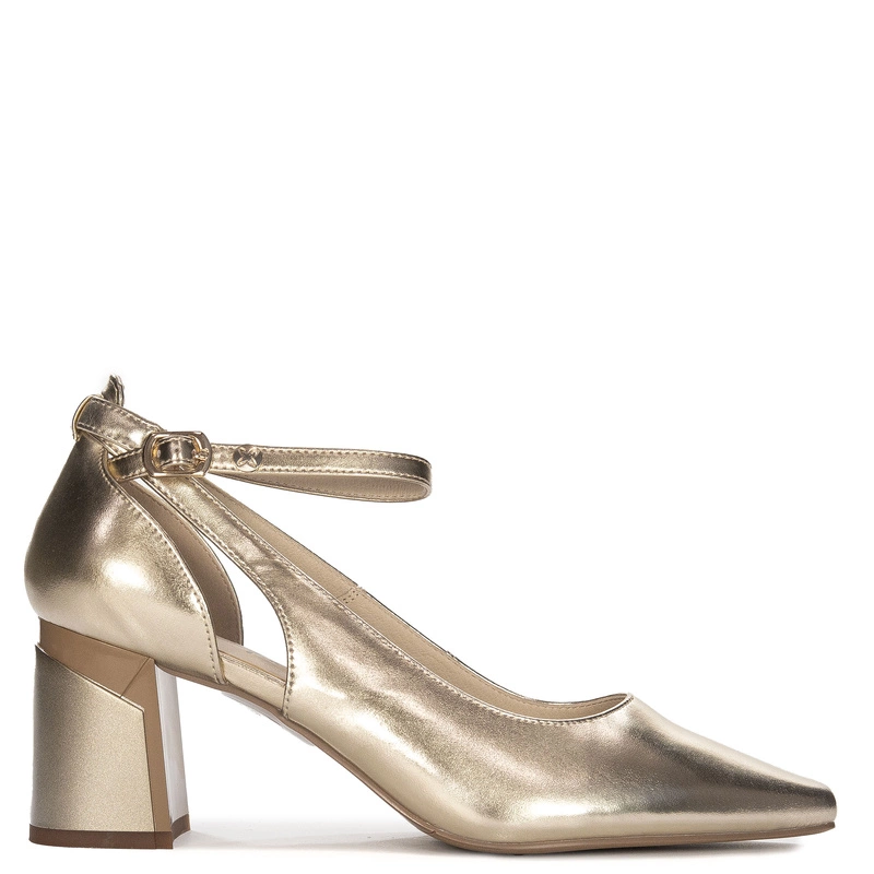 Maciejka Leather Block-Heel Ankle-Strap Pumps Gold K6816-25/00-1