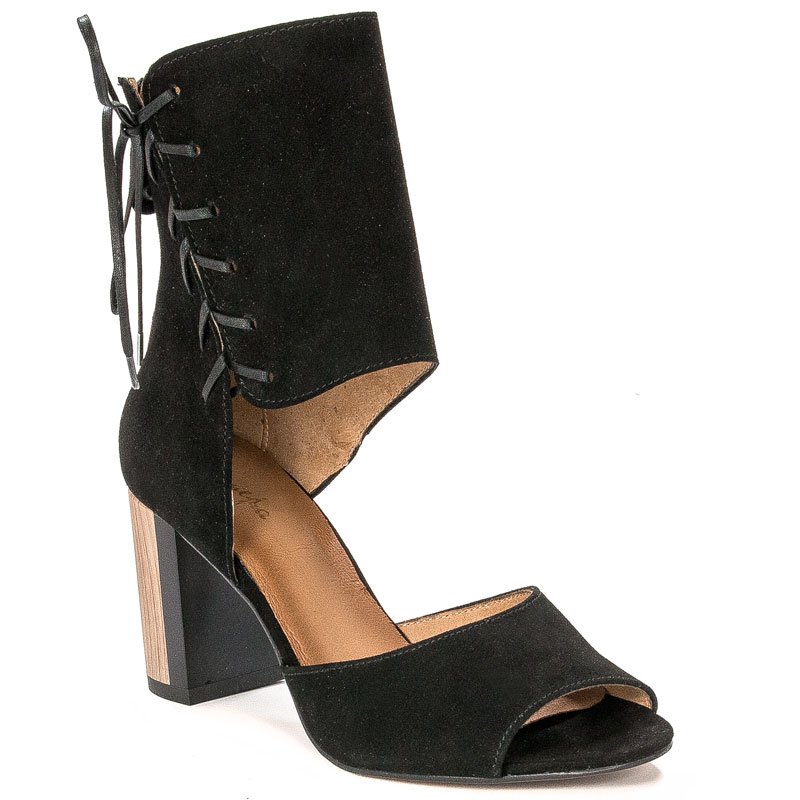 Maciejka Leather Lace-up Sandals On Block Heel Black 04122-01/00-5