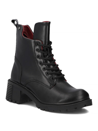 Filippo Leather Ankle Boots Warm Lined Block Heel Black DBT6501-25-BK