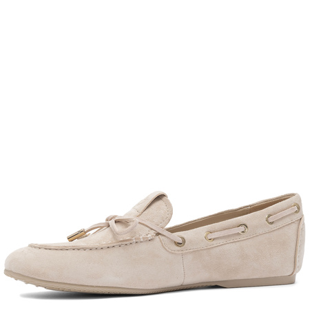 Guess Zamszowe Mokasyny Damskie z Kokardką Beżowe FLPAISSUE14 BEIGE