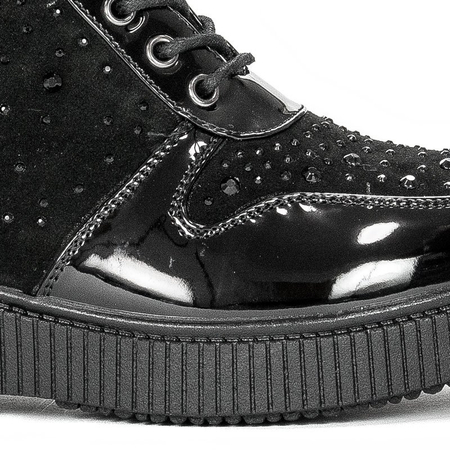 Botki Rieker 93312-00 Black ocieplane na platformie Czarne