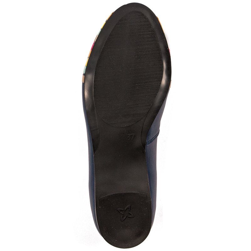 Maciejka Leather Multicolour Ballet Flats With Tassels Navy Blue 04016-17/00-5