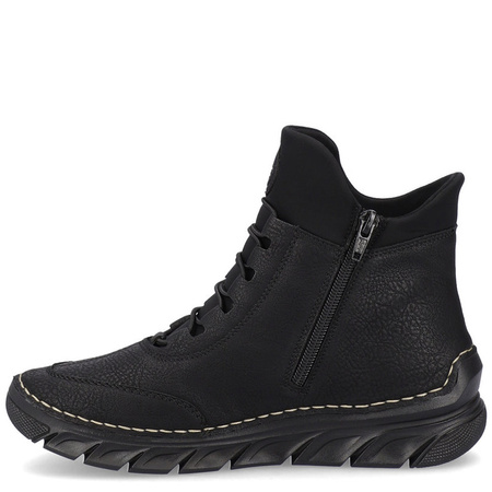 Rieker Comfortable Ankle Boots With Elastic Lacing Women's Black 55069-00-BLACK