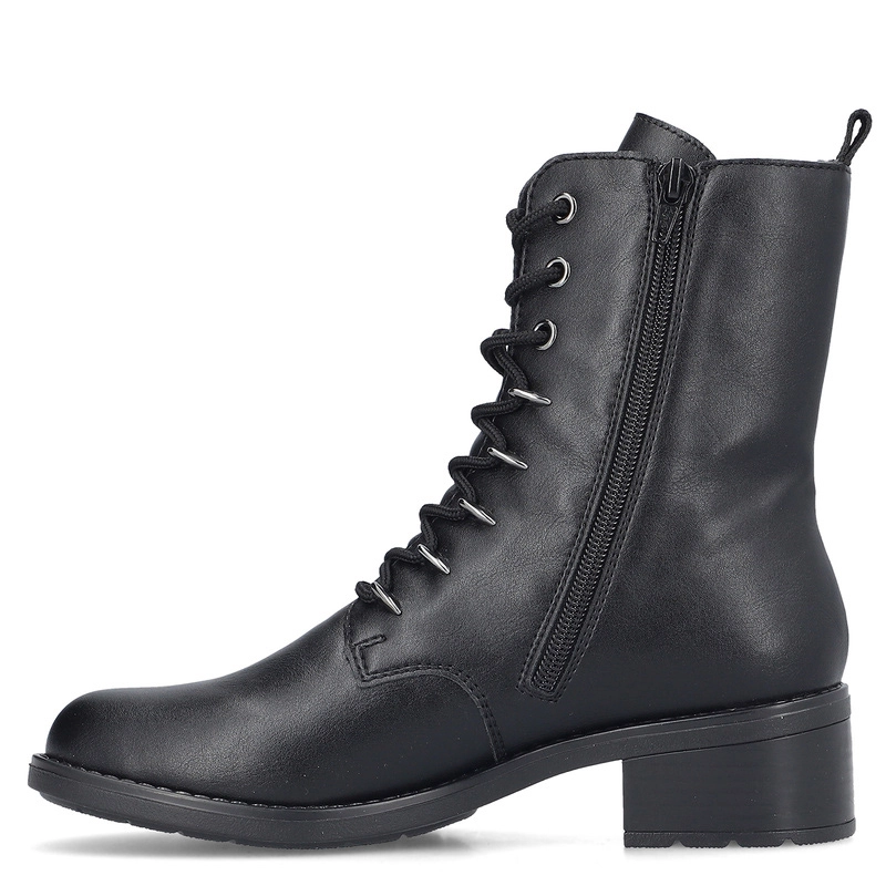Rieker Lace-Up Women's Ankle Boots Block Heel Insulated Black 75430-00-BLACK
