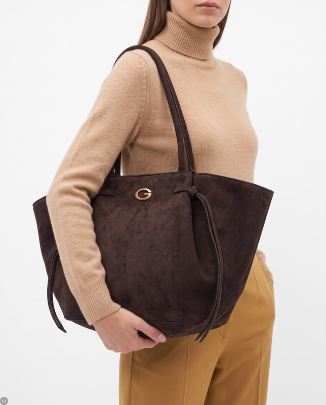 Guess Elegancka Zamszowa Torba Damska Pojemna Brązowa HWSG2237060-ESPRESSO