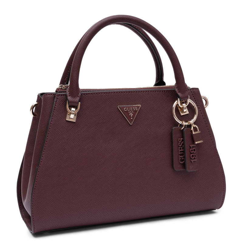 Guess Elegancka Torebka Damska Kuferek Faktura Saffiano Bordowa HWZG9672070-BURG