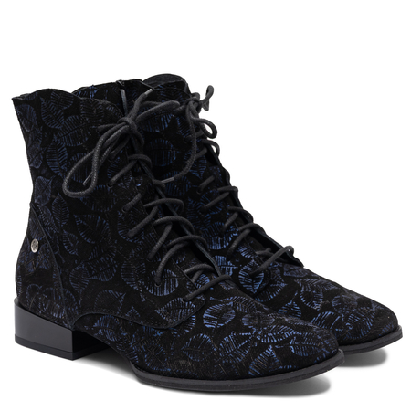 Maciejka Comfortable Patterned Ankle Boots Leather Black Navy 6391W-02/00-1