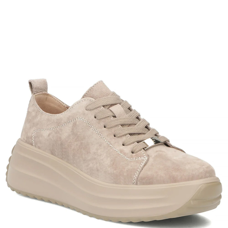 Filippo Beige Suede Platform Sneakers In Natural Leather DP8339/26 BE