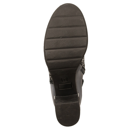 Maciejka Avant-Garde Leather Ankle Boots Block Heel Black Blue 05605-01/00-7