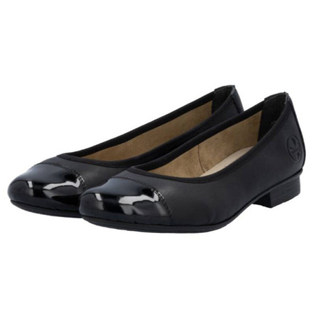 Rieker Baleriny Damskie Skórzane Black