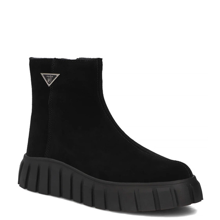 Filippo Women's Suede Platform Ankle Boots Side-Zip Black DBT6301-25-BK