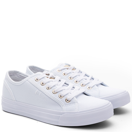Lee Cooper Classic Lace-up Canvas Sneakers Gold Eyelets White LCW-26-02-4078L
