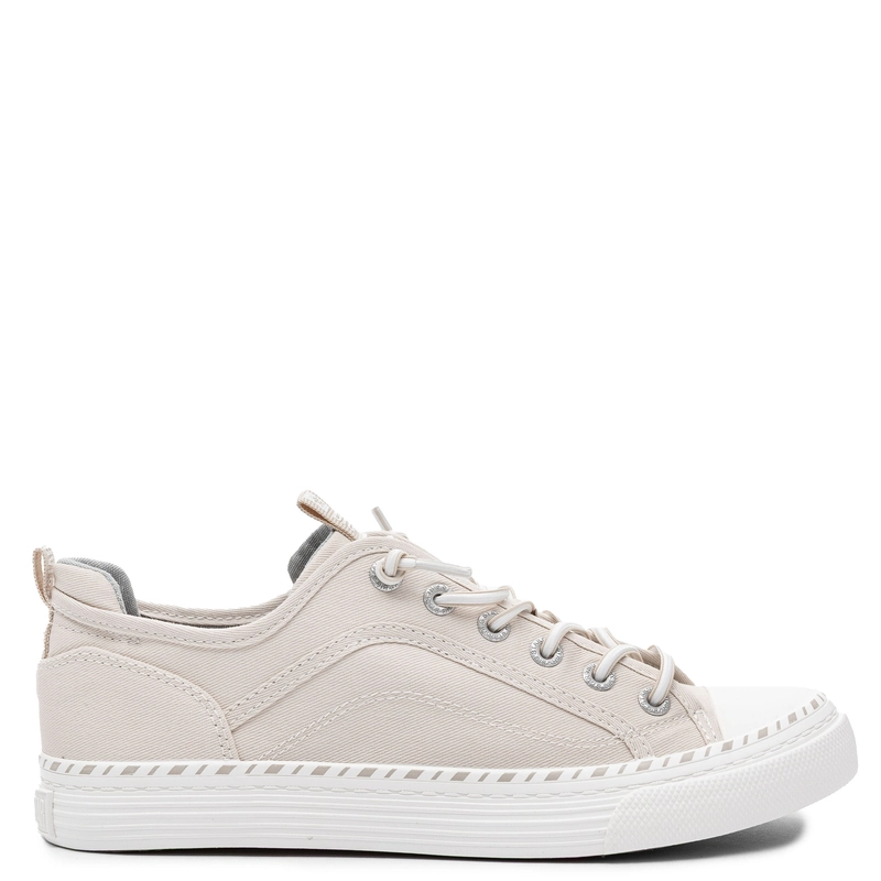 Big Star Tekstylne Sznurowane Sneakersy z Okrągłym Noskiem Beżowe TT274387-BEIGE