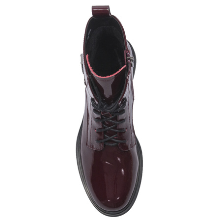 Maciejka Patent Leather Lace-Up Ankle Boots Side Zip Burgundy N3131-23/00-8