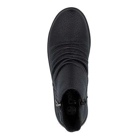 Rieker Ankle Boots Double-Zip Women’s Flat Heel Black Z0056-00-BLACK