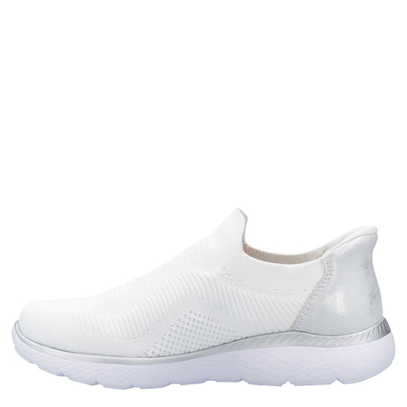 Rieker Sneakersy Wsuwane Ażurowe z Srebrnym Detalem Białe M5072-80