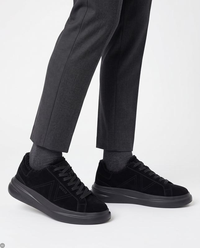 Guess Black Leather Men's Sneakers Insulated Black FMFEAL-LEM12-BLK