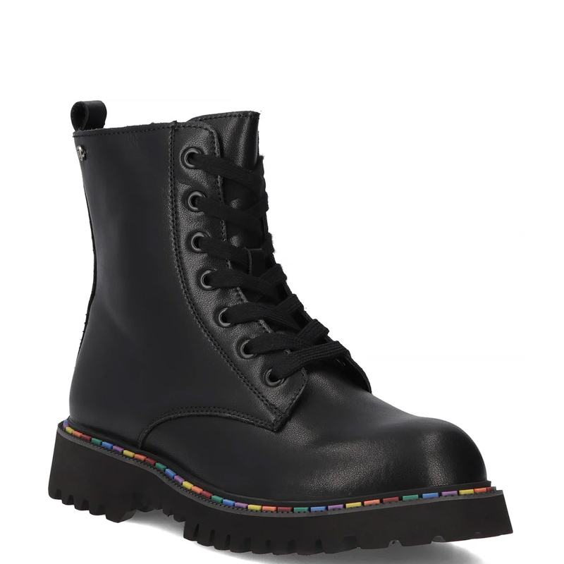 Filippo Women's Insulated Leather Ankle Boots with Rainbow Welt Black DBT7428-26-BK