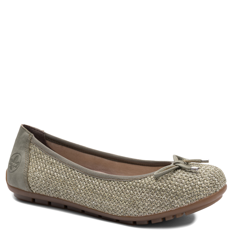 Rieker Comfortable Woven Ballerinas With Bow Green 43850-52