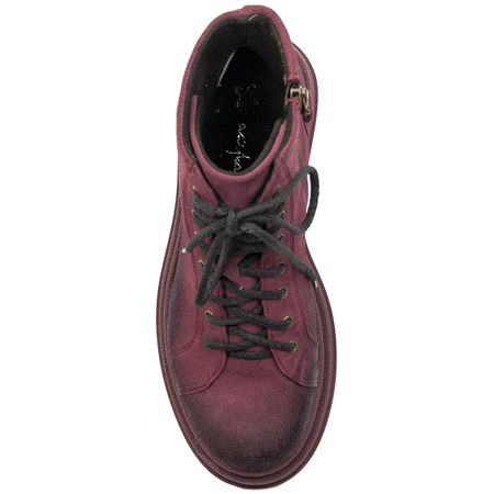 Maciejka Velour Combat Boots on Platform Burgundy 06309-23/00-8