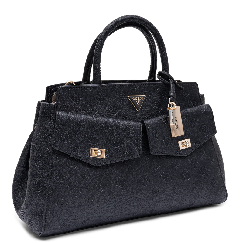 Guess Torebka Damska Duża Klasyczna Do Ręki I Na Ramię Wytłaczana Czarna HWPD2222070-BLACK