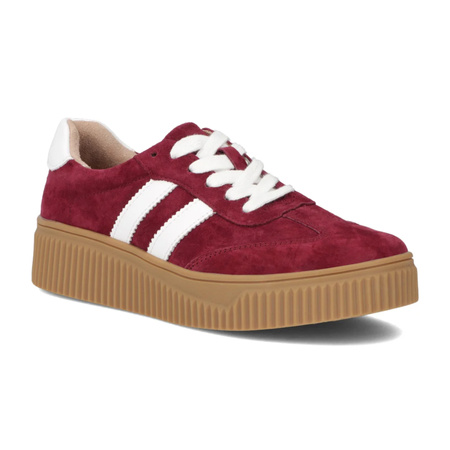 Filippo Sneakersy Damskie Skórzane Na Platformie Bordowe
