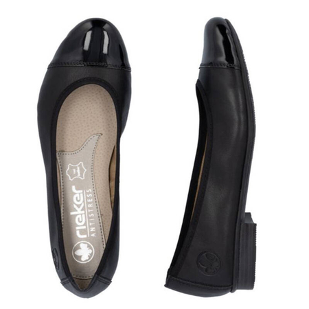 Rieker Baleriny Damskie Skórzane Black