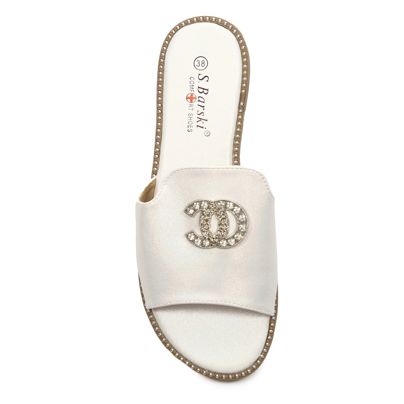 S.Barski Women's Silver Slides