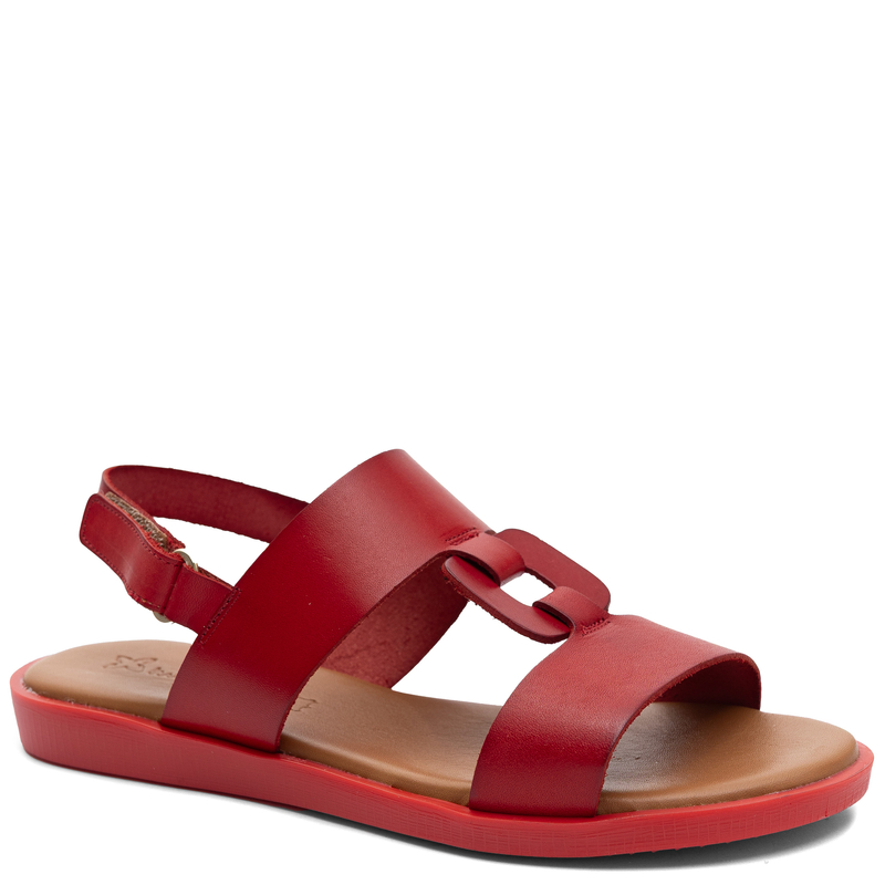 Maciejka Leather Sandals With Decorative Link Red E7403-08/00-0