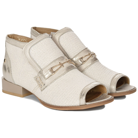 Maciejka Leather Peep Toe Woven Boots Gold 06934-25/00-1
