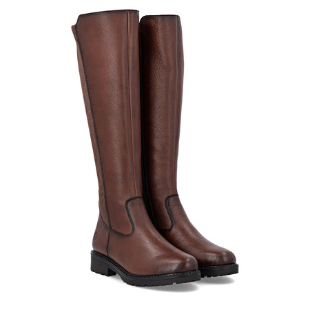 Rieker Women’s Leather Knee-High Boots Elastic Panel Brown R6594-24
