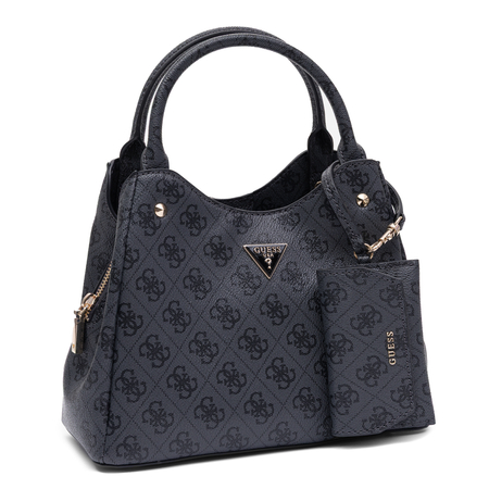 Guess Women's Black Monogram Small Handbag And Shoulder Bag With Strap And Pouch HWSG2484220-BLACK