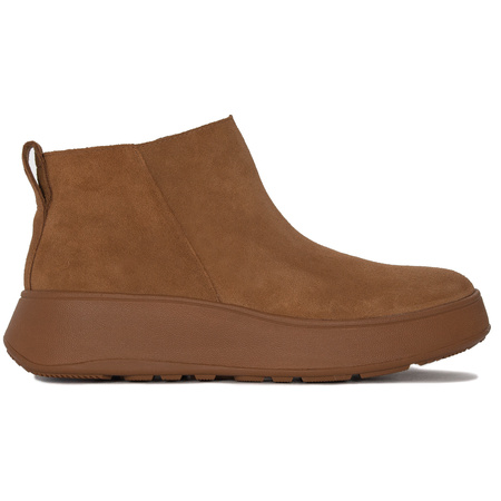 FitFlop F-Mode Leather Flatform Zip Ankle Boots Light Tan