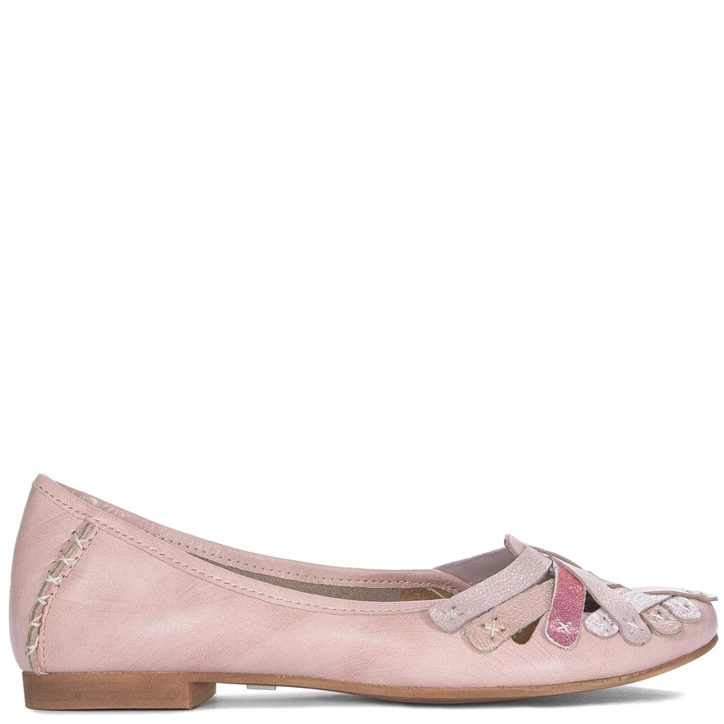 Maciejka Leather Interlaced Ballet Flats Flat Heel 1 cm Pink 01358-51/00-0