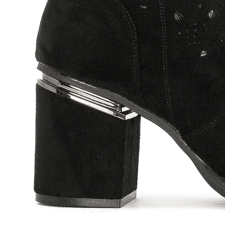 S.Barski  Women's Spring Openwork Heeled Black Boots