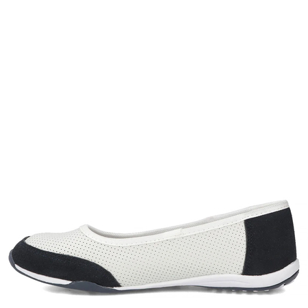Filippo Leather Openwork Sporty Ballerinas White DP142-26-WH-NV