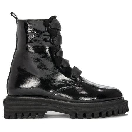 Botki Venezia Black skórzane lakierowane Czarne