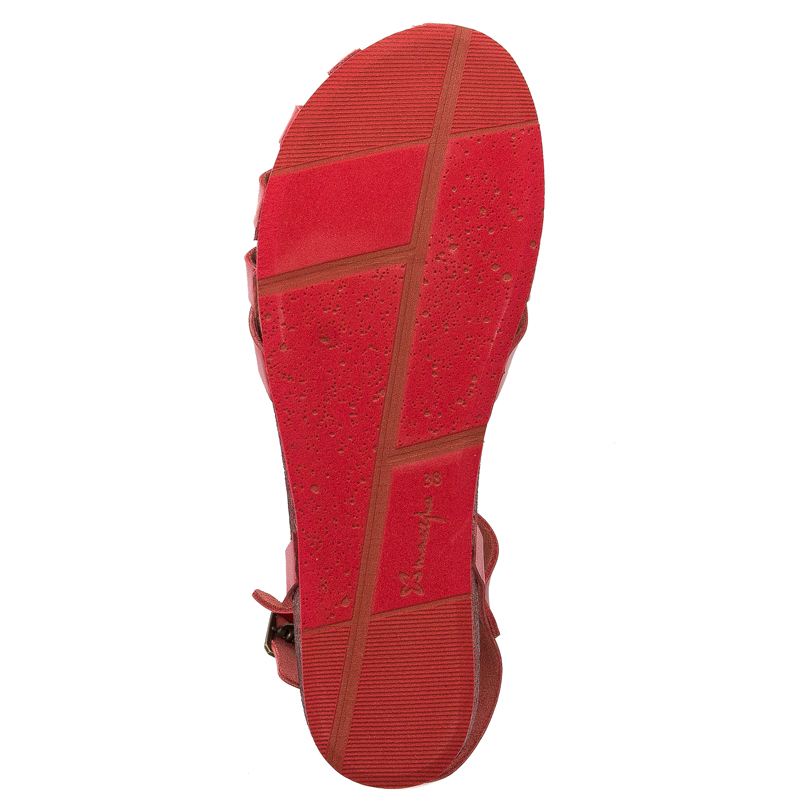 Maciejka Leather Flat Sandals With Adjustable Strap Red 03074-08/00-0