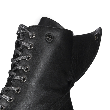 Maciejka Leather Platform Ankle Boots Lace-Up Black 06676-01/00-8