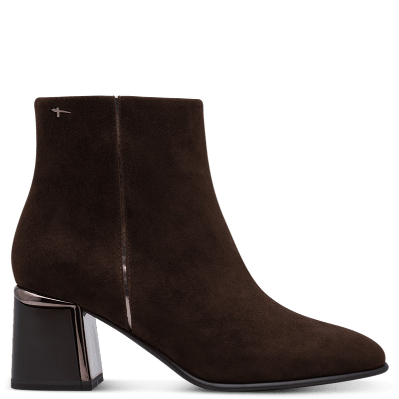Tamaris Suede Block Heel Ankle Boots Brown 1-25396-47-304
