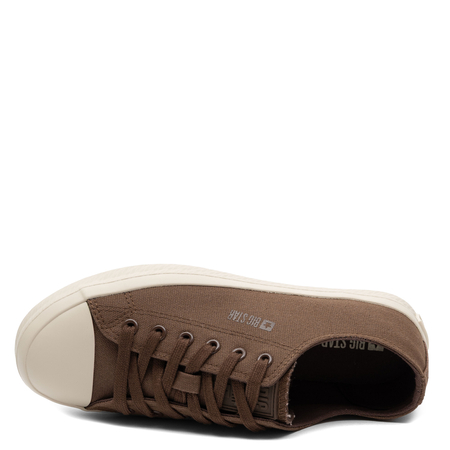 Big Star Materiałowe Trampki na Platformie Brązowe TT274123-BROWN