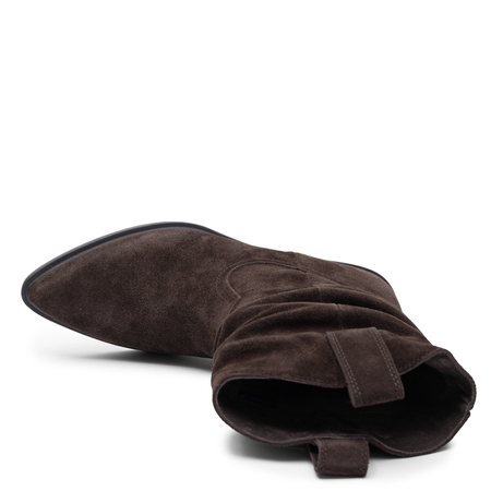 Sergio Leone Suede Insulated Slouchy Western Ankle Boots Chocolate Brown BT-16-S-CZEKO