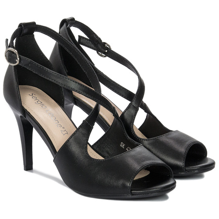 Sergio Leone women's sandals on a high heel Black PU