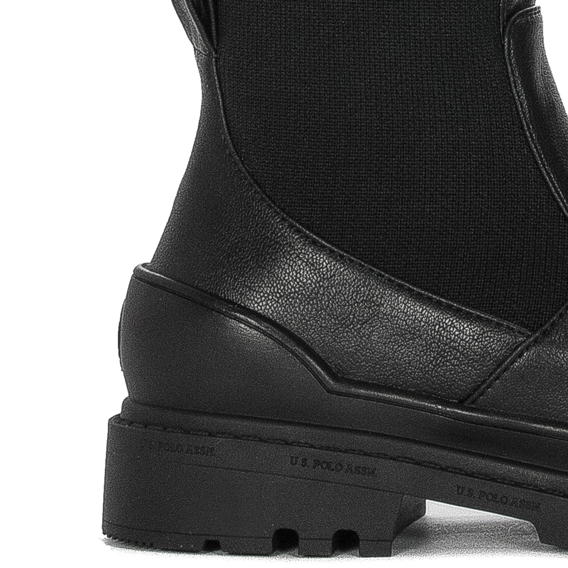 U.S.Polo Assn. Kozaki damskie z elastyczną cholewką do kolan Black czarne