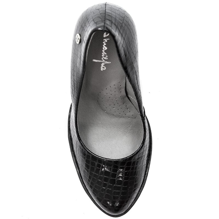 Maciejka Leather Pumps on Block Heel and Platform Black 02629-43-00-1